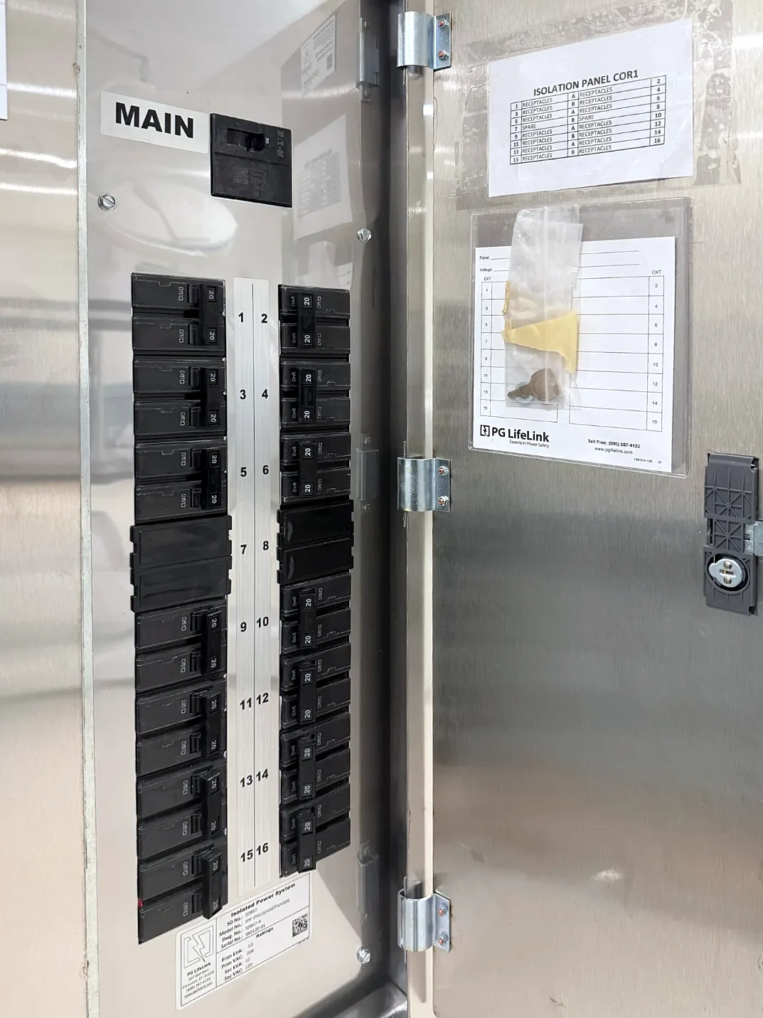 Isolated power panel serving operating room receptacles, installed by Texas A&E
